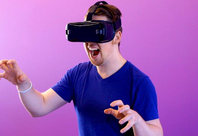 image of a man with virtual reality goggle