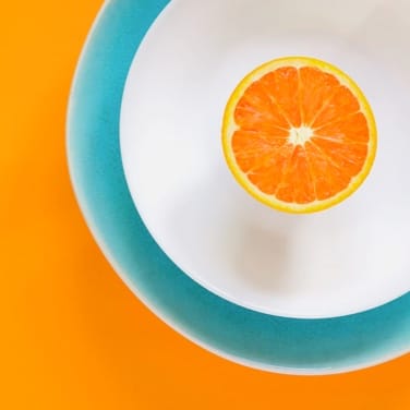 top view of a sliced orange